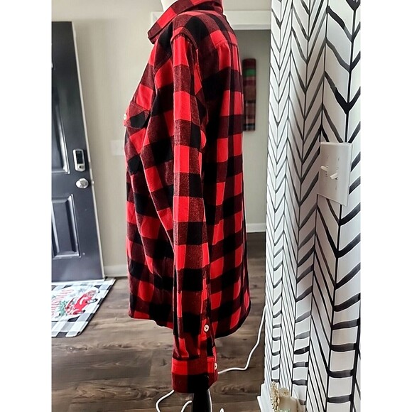 Men's Red Plaid Shirt Large Design In‎ Italy, Warm Thick Rockabilly Style - Picture 5 of 8